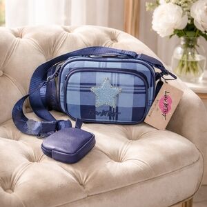 Betsey Johnson Blue Plaid Bag NWT